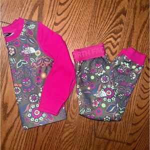The north face waffle knit base layer girls set size 4t